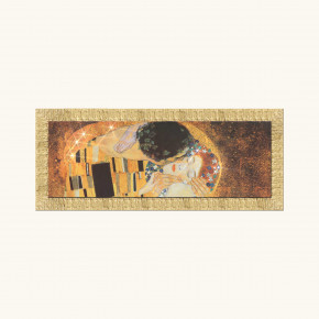Artitalia - Modello: Klimt - - Design By: Klimt Stampa cornice in legno dorata dettagli materici glitterati "il Bacio" 154x64 - Tema Quadro: Array - Realizzazione Quadro: Stampe su Tela - SKU: WRD101