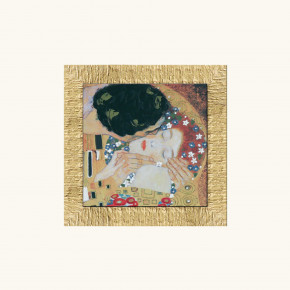 Artitalia - Modello: Klimt - - Design By: KLIMT Stampa con cornice dorata con decori materici "Il Bacio" 61x61 - Tema Quadro: Array - Realizzazione Quadro: Stampe su Tela - SKU: WRD584