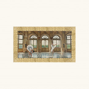 Artitalia - - Design By: BENSON Stampa con cornice in dorata tema figurativo decori materici glitterati 116x66 - Tema Quadro: Figurativi - Realizzazione Quadro: Stampe su Tela - SKU: WRDL551 