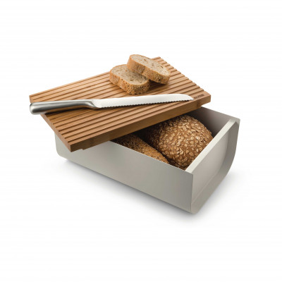  Alessi - Modello: Mattina - Cassetta per pane in acciaio con tagliere in legno di bambù - SKU: BG03 