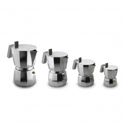  Alessi - Modello: Moka - Design By: David Chipperfield - Caffettiera per caffè moka in fusione di alluminio - Colore: Alluminio - SKU: DC06 