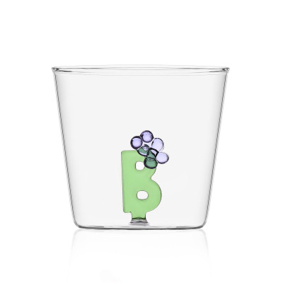  Ichendorf - Modello: GreenWood - Bicchiere in vetro tumbler con alfabeto fiorito lettera "B" - Colore: Verde - SKU: 09352161 - Codice EAN: 8032397048893 