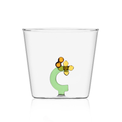  Ichendorf - Modello: GreenWood - Bicchiere in vetro tumbler con alfabeto fiorito lettera "C" - Colore: Verde - SKU: 09352162 - Codice EAN: 8032397048909 