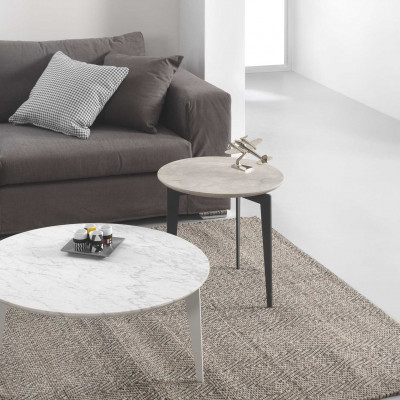  Pezzani - Nordic - Tavolino da salotto piccolo in acciaio sabbiato e ripiano in marmo - SKU: 0/221.M 