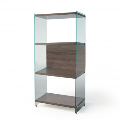  Pezzani - Modello: Byblos - Design By: Pezzani Lab - Libreria da terra media con fianchi in vetro e ripiani in legno - SKU: 0/70M-60 