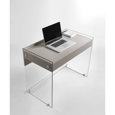  Pezzani - Modello: MyDesk - Design By: Pezzani Lab - Scrivania con struttura in vetro top e cassetto in legno - SKU: 0/80 