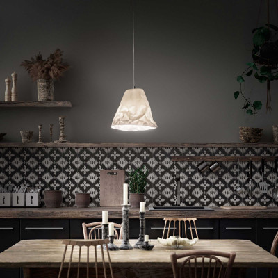  Fabas Luce - Crumple - Lampada a sospensione moderna in metallo con diffusore in ceramica - 1 Lampadina E27 40W - IP20 - SKU: 3535-40 