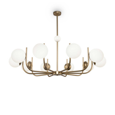  Maytoni - Modello: Rendez-vous - Lampadario grande diffusori in vetro a boccia in stile moderno - Colore: Ottone - Attacco Lampadina: E14 - 10 Lampadine - Watt 40W - Dimmerabile: NO - Grado di Protezione: IP20 - SKU: MOD109PL-10BS - Codice EAN: 4251110098821 