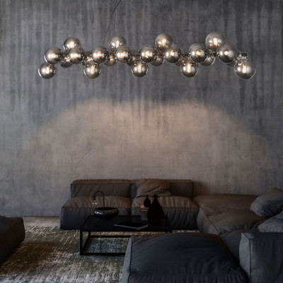  Maytoni - Dallas - Sospensione moderna in metallo con diffusori in vetro colorato - Colore: Cromato - 25 Lampadine G9 28W - IP20 - SKU: MOD547PL-25CH 