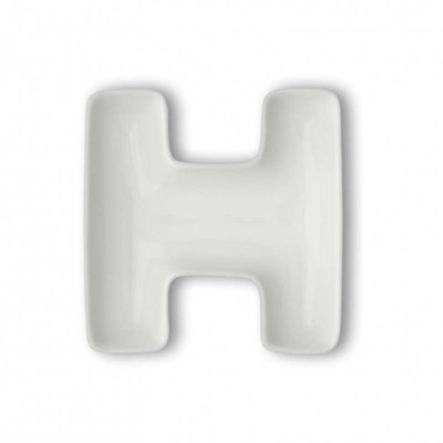  Brandani - Modello: Lettere - Antipastiera in porcellana con lettera H - Colore: Bianco - SKU: B82457 - Codice EAN: 8029722824574 