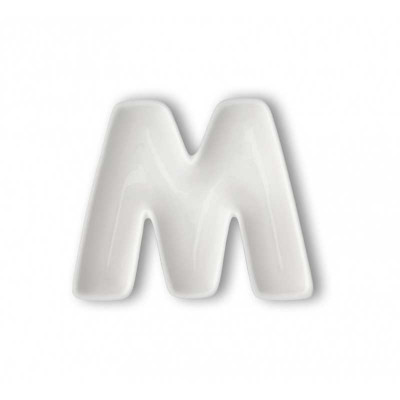  Brandani - Modello: Lettere - Antipastiera in porcellana con lettera M - Colore: Bianco - SKU: B82462 - Codice EAN: 8029722824628 