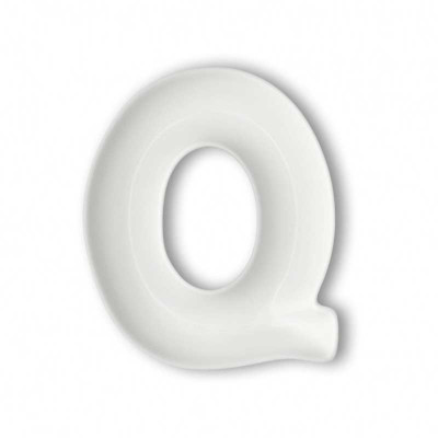  Brandani - Modello: Lettere - Antipastiera in porcellana con lettera Q - Colore: Bianco - SKU: B82466 - Codice EAN: 8029722824666 