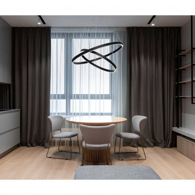  Maytoni - Rim - Sospensione a LED con due diffusori a cerchi regolabili in alluminio - 2 Lampadine Led Integrato 88W - Lumen 5200 - Gradi Kelvin 4000k Luce Naturale - IP20 - SKU: MOD058PL-L74 