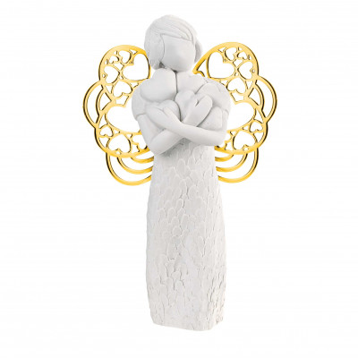  Bongelli Preziosi - Bomboniera Comunione - Scultura con angelo ali dorate che abbracia dei cuori - SKU: ME1652/1OR - Codice EAN: 1234567008882 