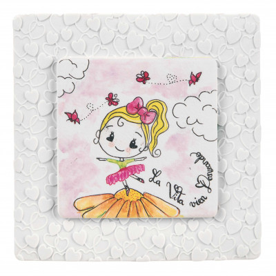  Bongelli Preziosi - Bomboniera Vari Eventi - Quadretto piccolo con ballerina per cameretta bambini - SKU: ME1809 - Codice EAN: 1234567009766 