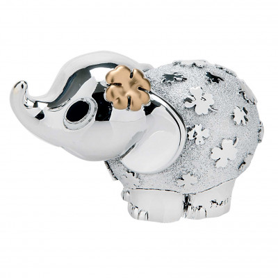  Bongelli Preziosi - Bomboniera Vari Eventi - Elefantino portafortuna in argento con fiore dorato - SKU: ME1045 - Codice EAN: 1234567002019 