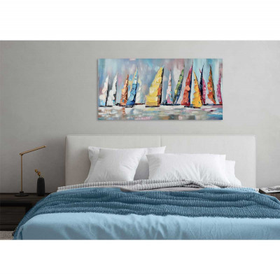  Agave - Quadro astratto contemporaneo con paesaggio dipinto a mano "Nuove Rotte" 140x70 - Tema Quadro: Array - Realizzazione Quadro: Dipinti su Tela - SKU: AG130179 - Codice EAN: 7654321002743 