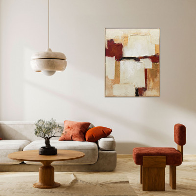  Agave - Quadro astratto dipinto a mano su tela di cotone con cornice Muscade 80x100 - SKU: AG170341 