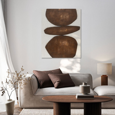  Agave - Quadro astratto dipinto a mano su tela di cotone Stone Balance 80x100 - SKU: AG170342 