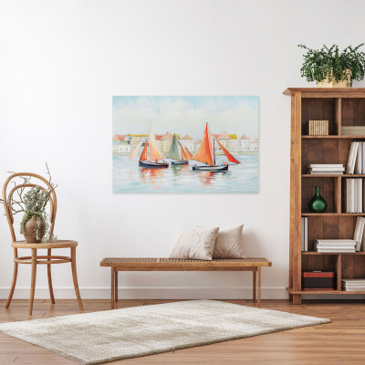  Agave - Quadro marino dipinto a mano con acrilici su tela Riviera 120x80 - Tema Quadro: Array - Realizzazione Quadro: Dipinti su Tela - SKU: AG160292 