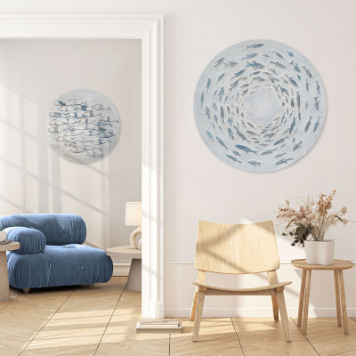  Agave - Quadro marino dipinto a mano con acrilici su tela rotonda Abaya 80x80 - Tema Quadro: Array - Realizzazione Quadro: Dipinti su Tela - SKU: AG160326 