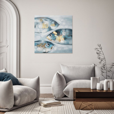  Agave - Quadro moderno a tema marino dipinto a mano su tela "Tuna" 80x80 - Tema Quadro: Marini - Realizzazione Quadro: Dipinti su Tela - SKU: AG150279 