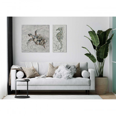  Agave - Quadro moderno astratto figura marina dipinto a mano su tela "Tortoise" 60x60 - Tema Quadro: Array - Realizzazione Quadro: Dipinti su Tela - SKU: AG130182 - Codice EAN: 7654321002774 