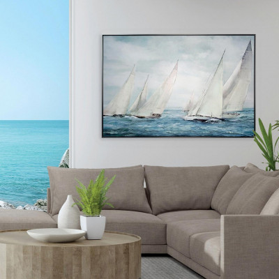  Agave - Quadro moderno dipinto a mano su tela di cotone tema marino "Ponente" 120x80 - Tema Quadro: Marini - Realizzazione Quadro: Dipinti su Tela - SKU: AG120079 - Codice EAN: 1234567019031 