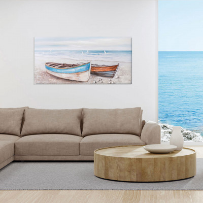  Agave - Quadro moderno in stile marino dipinto a mano su tela di cotone "Risacca" 140x70 - Tema Quadro: Marini - Realizzazione Quadro: Dipinti su Tela - SKU: AG150281 