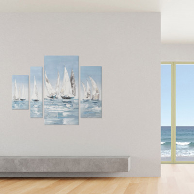  Agave - Set quadri composto da 4 tele a tema marino "Undici Vele" 100x80 - Tema Quadro: Marini - Realizzazione Quadro: Dipinti su Tela - SKU: AG150280 