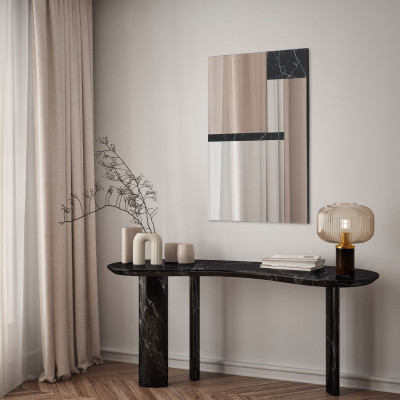  Agave - Specchio da parete dal design moderno effetto marmo nero "Marquinia 2" - SKU: MR0013 