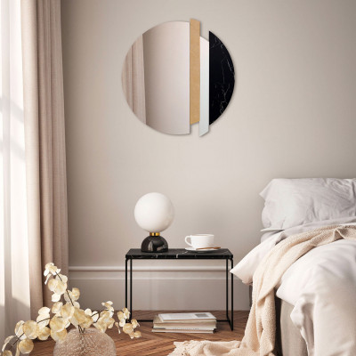  Agave - Specchio da parete moderno rotondo con effetto marmo "Golden Slice" - SKU: MR0009 