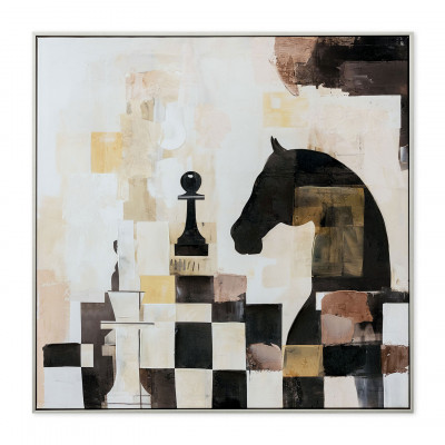  Agave - Stampa su tela con motivo astratto con cornice Scacchi 80x80 - SKU: PA0003 