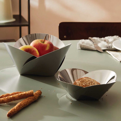  Alessi - Modello: Pianissimo - Design By: Abi Alice - Cestino piccolo in acciaio inossidabile dal design moderno ed elegante - Colore: Acciaio - SKU: ABI04 - Codice EAN: 8003299951819 