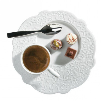 Alessi - Modello: Dressed - Design By: Marcel Wanders - Piatto Colazione Set 4pz - Colore: Bianco - SKU: MW01/94 - Codice EAN: 8003299383221 