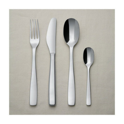  Alessi - Modello: KnifeForkSpoon - Design By: Jasper Morrison - Servizio Posate Set 24pz Monoblocco - Colore: Acciaio - SKU: AJM22S24M - Codice EAN: 8003299921591 