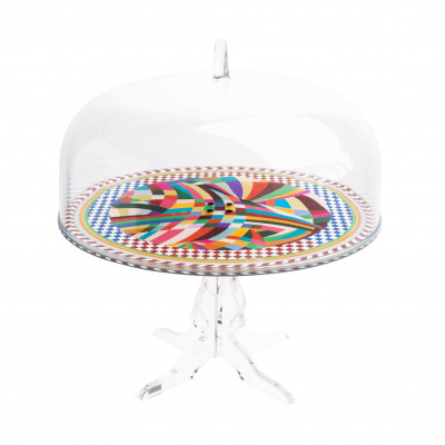 Vesta - Modello: Decor - Alzata per dolci con campana in plexiglass dal design moderno decoro Rainbow - SKU: 04222D48 - Codice EAN: 8059692103829 