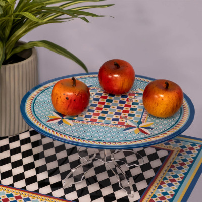  Vesta - Modello: Decor - Alzata per dolci piccola in plexiglass dal design moderno decoro Foulard - Colore: Multicolore - SKU: 04224D47 - Codice EAN: 8059692103911 