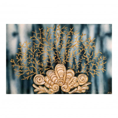  Art Maiora - Quadro moderno dipinto a mano su tela "Corallo con Conchiglia" 120x80 - Tema Quadro: Marini - Realizzazione Quadro: Dipinti su Tela - SKU: CCCG-G-TZ 