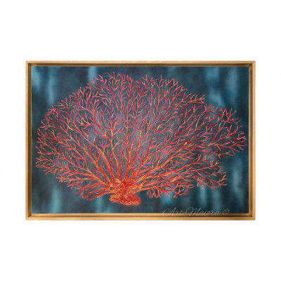  Art Maiora - Quadro moderno dipinto a mano su tela in cotone "Corallo" 120x80 - Tema Quadro: Marini - Realizzazione Quadro: Dipinti su Tela - SKU: CRLO-G-TZ 