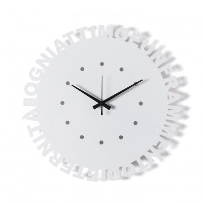  Arti e Mestieri - Modello: Wordshow - Orologio da parete rotondo minimalista dal design moderno - Colore: Bianco Marmo - SKU: 0OR5150C158 - Codice EAN: 8052691679883 