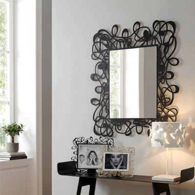  Arti e Mestieri - Scarabocchio - Specchio da parete rettangolare in metallo dal design moderno - SKU: 0SP5185 