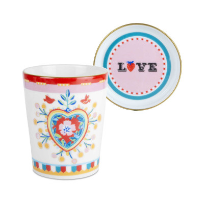  Baci Milano - Modello: Mamma Mia - Bicchiere con piattino in porcellana "Fiore" - Colore: Multicolore - SKU: CUP1.MAM05 - Codice EAN: 8059793463280 