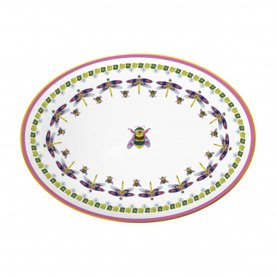 Baci Milano - Modello: Amazzonia - Piatto da portata ovale grande in porcellana dal design classico - Colore: Multicolore - SKU: OVA3.AMA01 - Codice EAN: 8056209637419