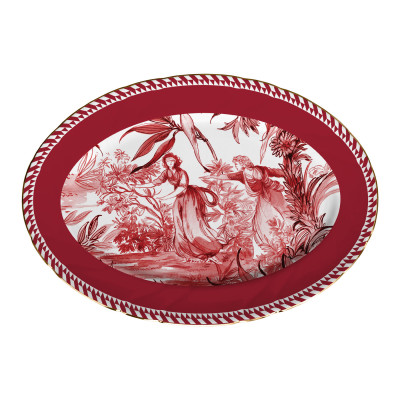 Baci Milano - Modello: Le Rouge - Piatto da portata ovale in porcella dal design classico - Colore: Rosso - SKU: OVA.ROU01 - Codice EAN: 8059793460241