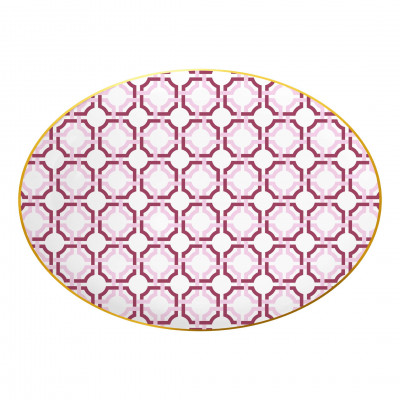 Baci Milano - Modello: Firenze - Piatto da portata ovale in porcellana dal design classico - Colore: Viola/Bianco - SKU: OVA2.FIR01 - Codice EAN: 8056209637730