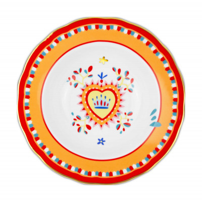 Baci Milano - Modello: Mamma Mia - Piatto fondo in porcellana dal design moderno ed elegante "Cuore" - Colore: Multicolore - SKU: PLA2.MAM05 - Codice EAN: 8059793462962