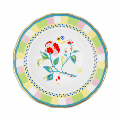 Baci Milano - Modello: Mamma Mia - Piatto fondo in porcellana dal design moderno ed elegante "Fiore" - Colore: Multicolore - SKU: PLA2.MAM03 - Codice EAN: 8059793462948