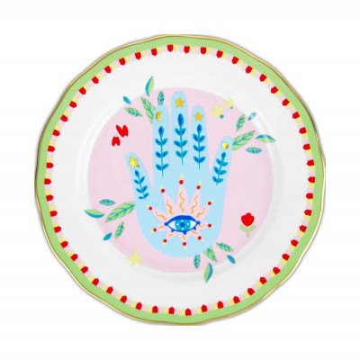  Baci Milano - Modello: Mamma Mia - Piatto frutta in porcellana dal design moderno ed elegante "Fiore" - Colore: Multicolore - SKU: PLA3.MAM03 - Codice EAN: 8059793463006 