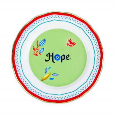  Baci Milano - Modello: Mamma Mia - Piatto frutta in porcellana dal design moderno ed elegante "Hope" - Colore: Multicolore - SKU: PLA3.MAM06 - Codice EAN: 8059793463037 